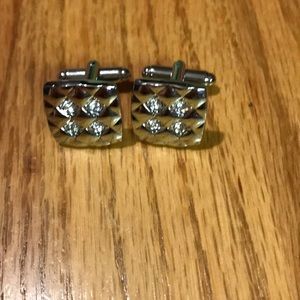 Silver & Crystal Cuff Links-NWOT